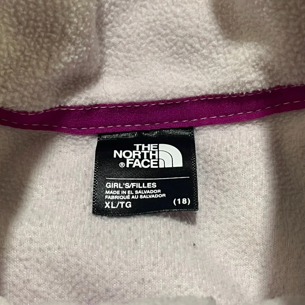 The North Face 1/4 Zip Fleece Sweater Girls XL Pink Gray Gorpcore Jacket‎